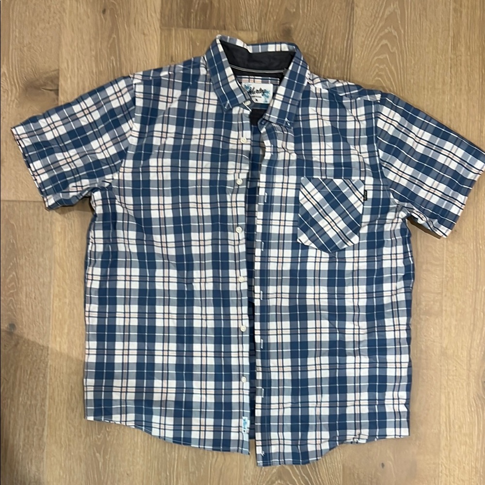 Hurley Blue and White Plaid Shirt